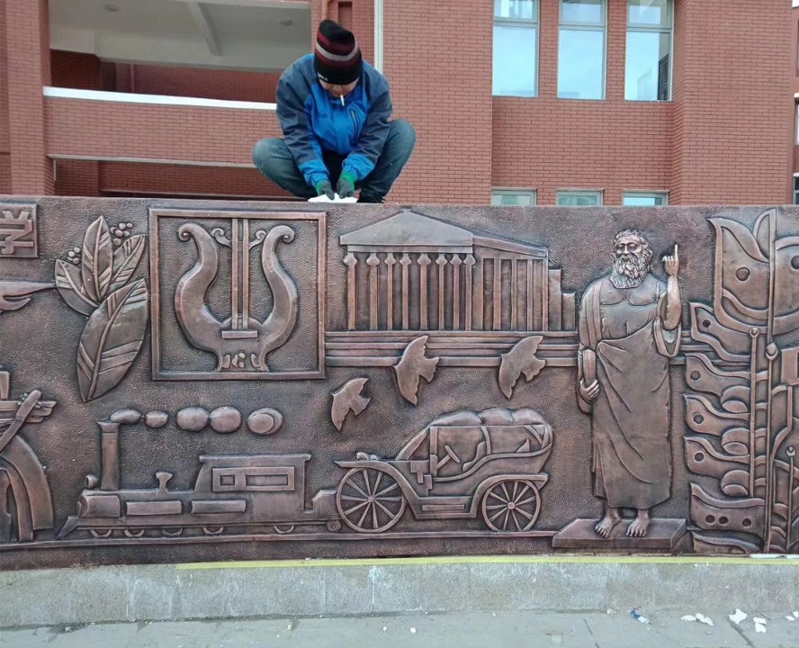 校園人物鍛銅鑄銅浮雕